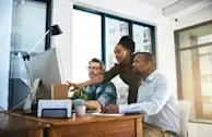 Office team photo representing IT company